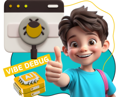 Тестирование & Vibe Debug. Охотники за багами - КИБЕРшкола программирования для детей, компьютерные курсы для школьников, начинающих и подростков - KIBERone г. Электросталь